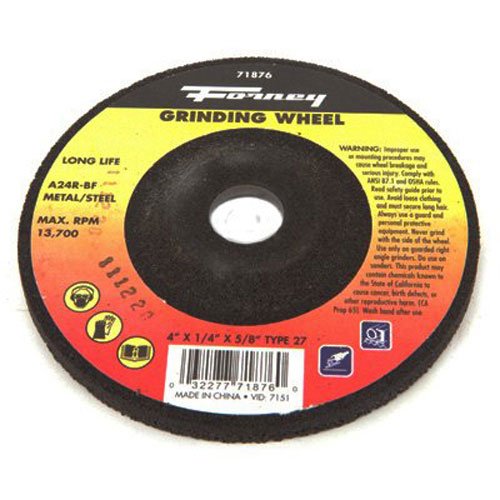  [AUSTRALIA] - Forney 71876 Grinding Wheel with 5/8-Inch Arbor, Metal Type 27, A24R-BF, 4-Inch-by-1/4-Inch