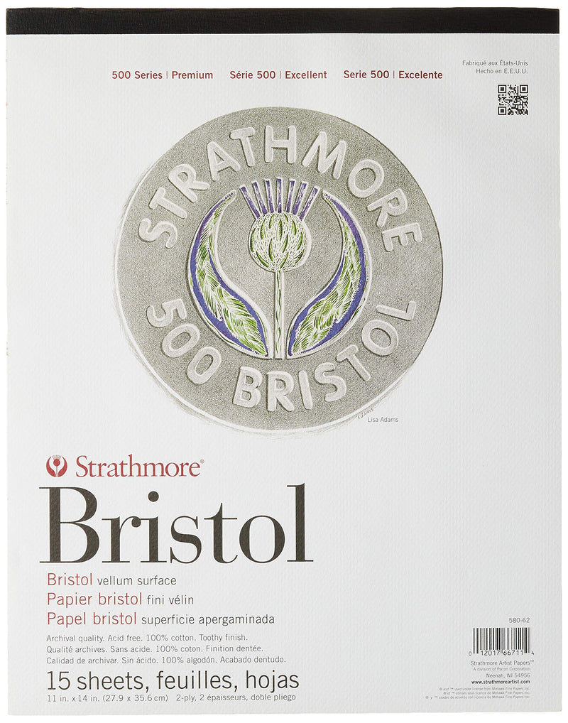 [AUSTRALIA] - Strathmore (580-62 500 Series Bristol, 2-Ply Vellum Surface, 11"x14", White, 15 Sheets