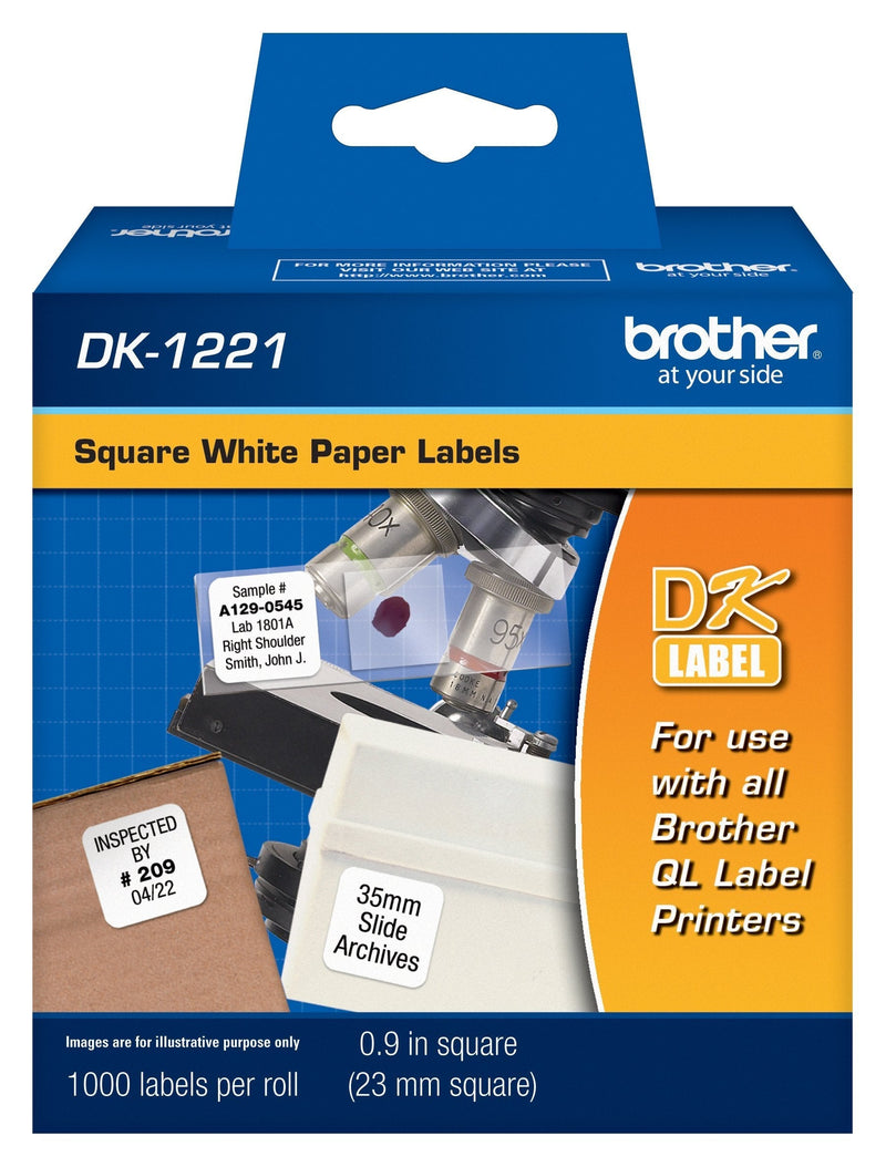 Brother DK1221 Square Paper Labels, 1000 Labels , White - LeoForward Australia