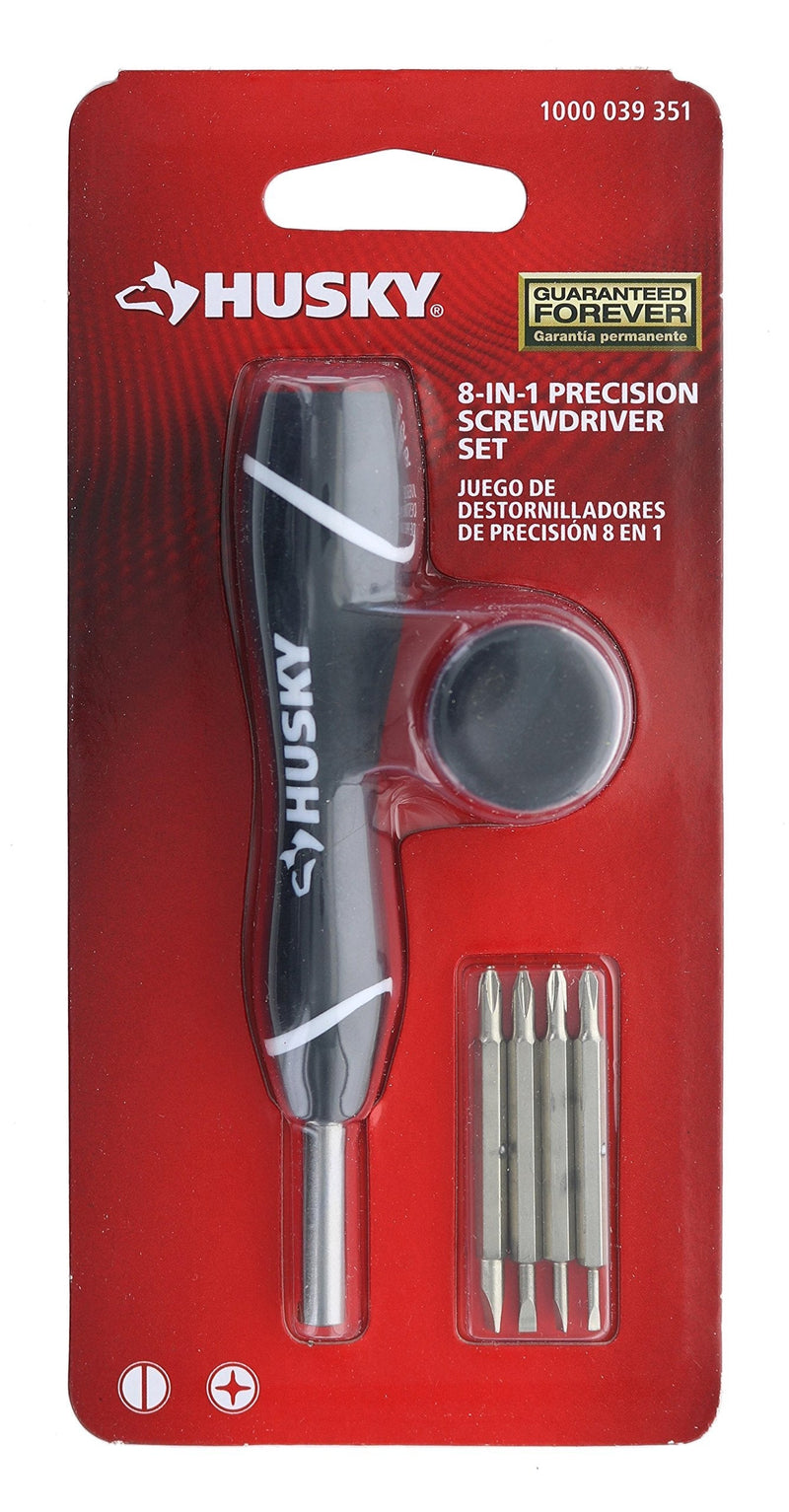  [AUSTRALIA] - Husky 1000-039-351 Phillips and Slotted 8-in-1 Double Ended Precision Screwdriver Set with Onboard Storage