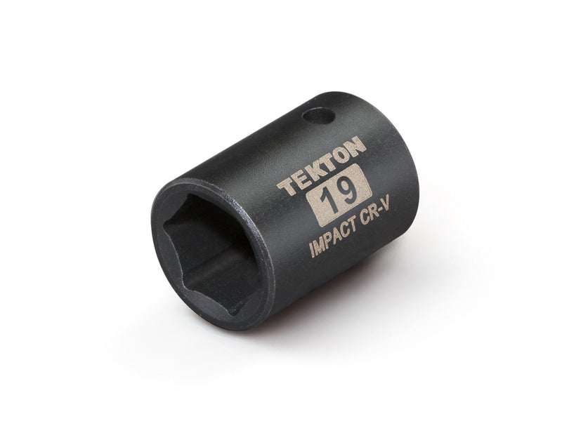  [AUSTRALIA] - TEKTON 47774 1/2-Inch Drive by 19 mm Shallow Impact Socket, Cr-V, 6-Point