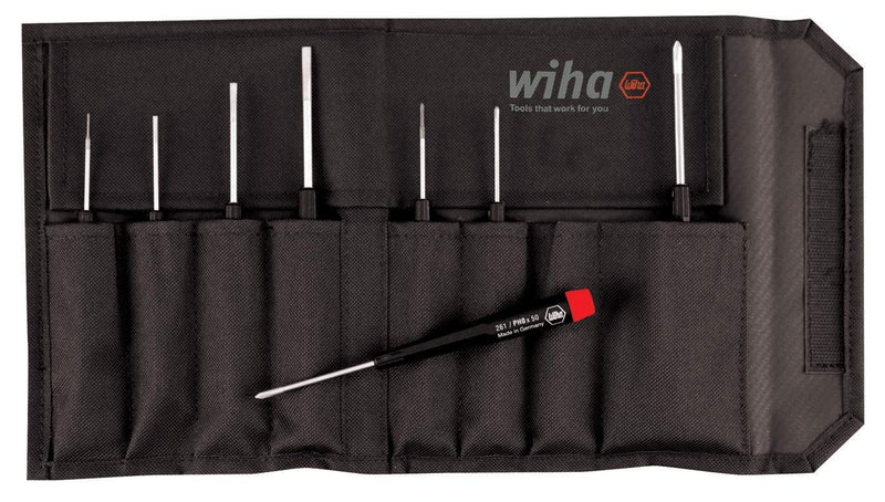  [AUSTRALIA] - Wiha 26199 Slotted and Phillips Screwdriver Set in Rugged Canvas Pouch, 8 Piece