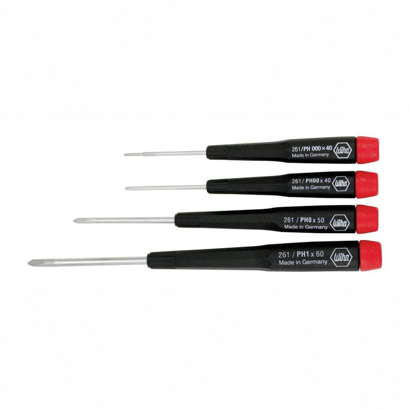  [AUSTRALIA] - Wiha 26194 Screwdriver Set, Phillips With Precision Handles, 4 Piece