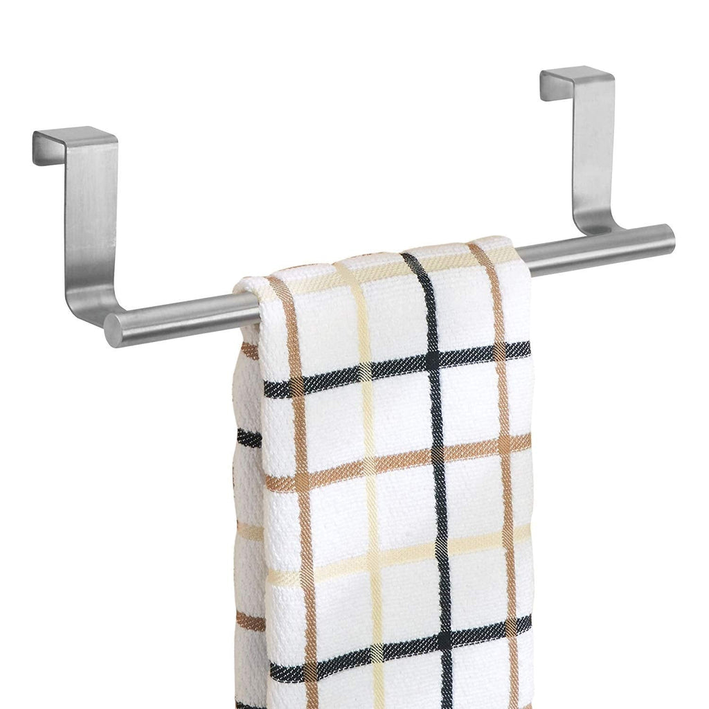  [AUSTRALIA] - iDesign Forma Metal Over the Cabinet Towel Bar, Hand Towel and Washcloth Rack for Bathroom and Kitchen , 9.25" x 2.5" x 2.5", Stainless Steel Brushed