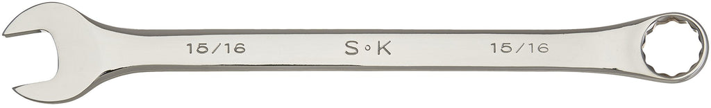 SK Professional Tools 88430 12-Point Fractional Wrench - Long, 15/16 in. Combination Chrome Wrench with SuperKrome Finish, Made in USA - LeoForward Australia