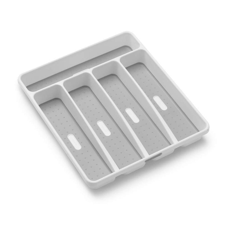 madesmart Classic Small Silverware Tray - White | CLASSIC COLLECTION | 5-Compartments | Icons help sort Flatware, Utensils and Cutlery | Soft-grip Lining and Non-slip Feet | BPA-Free - LeoForward Australia
