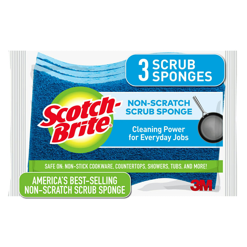 Scotch-Brite Non-Scratch Scrub Sponges, 3 Scrub Sponges - LeoForward Australia
