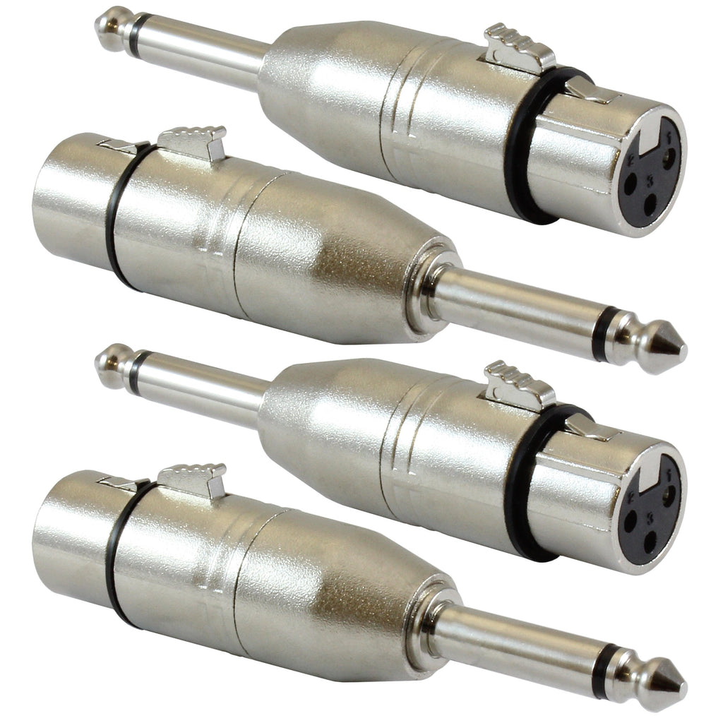  [AUSTRALIA] - GLS Audio XLR Female to 1/4" Male TS Adapter Gender Changer - XLR-F to 6.3mm Mono Coupler Adapters - 4 PACK