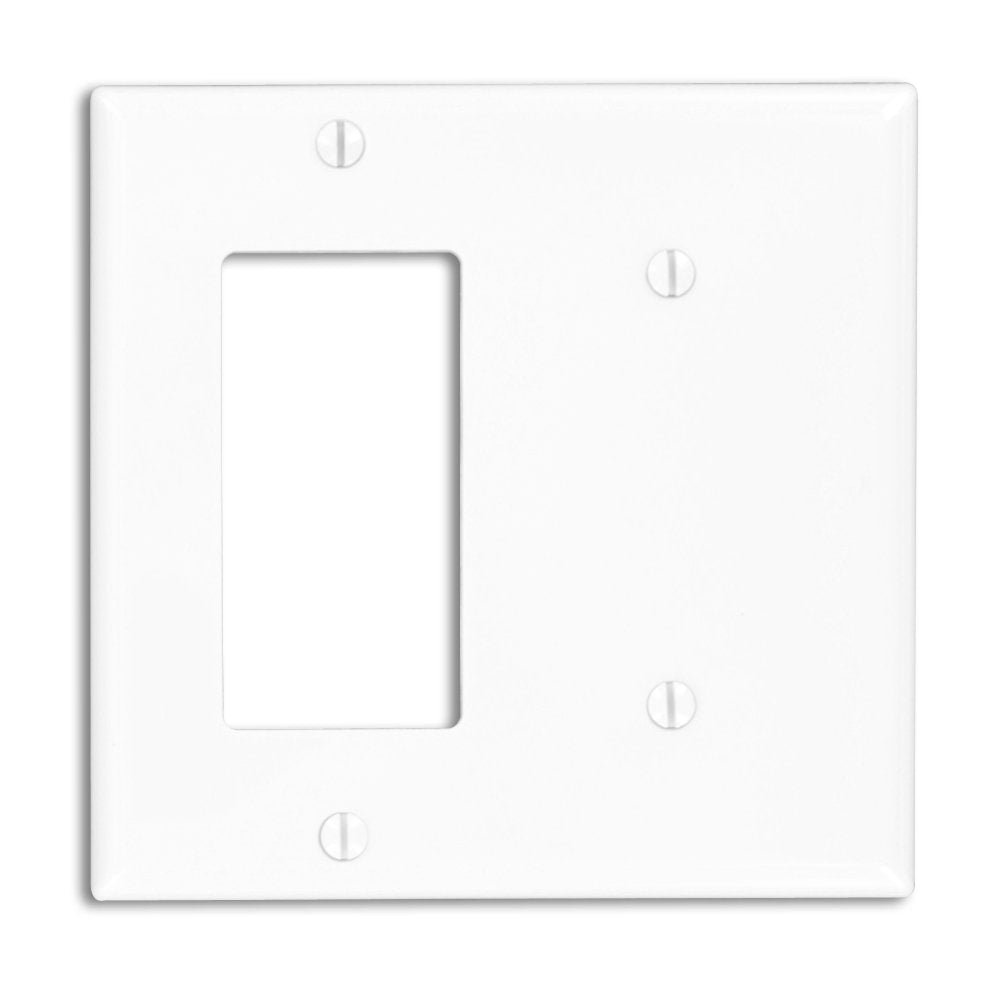  [AUSTRALIA] - Leviton 80708-W 2-Gang 1-Blank 1-Decora/GFCI Device Combination Wallplate, Standard Size, White