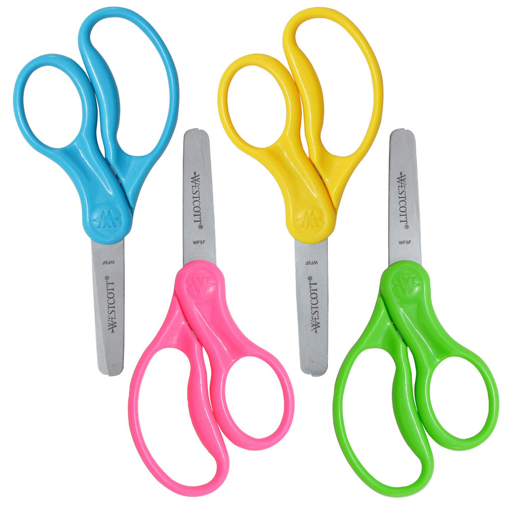  [AUSTRALIA] - Westcott Right- & Left-Handed Scissors For Kids, 5’’ Blunt Safety Scissors, Assorted, 2 Pack (13168)