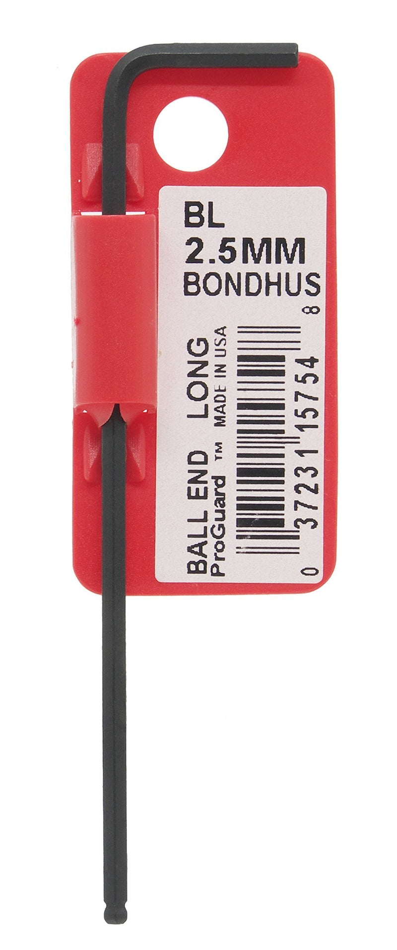  [AUSTRALIA] - Bondhus 15754 2.5mm Ball End Tip Hex Key L-Wrench with ProGuard Finish, Tagged and Barcoded, Long Arm