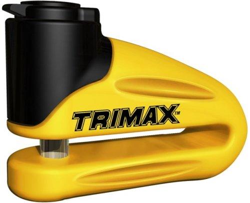  [AUSTRALIA] - Trimax Yellow Hardened Metal Disc Lock 10Mm Pin (Long Throat) with Pouch & Cable T665LY, Blister Packaging