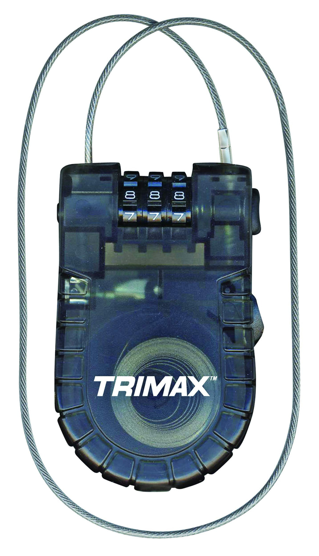  [AUSTRALIA] - Trimax Retractable Cable with 3-Diget Combination Lock 3' L X 3Mm T33RC, Blister Packaging