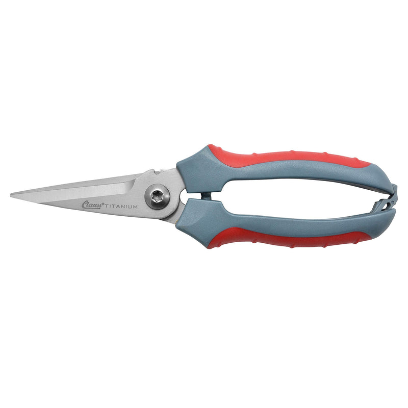  [AUSTRALIA] - Clauss 8" Titanium Snips with Wire Cutter, Spring-Assist, Serrated Blades, Gray (18039)