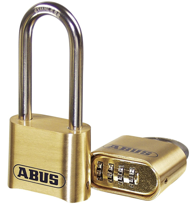  [AUSTRALIA] - ABUS 180/50 Solid Brass Combination Padlock, Long Stainless Steel Shackle (2-1/2")