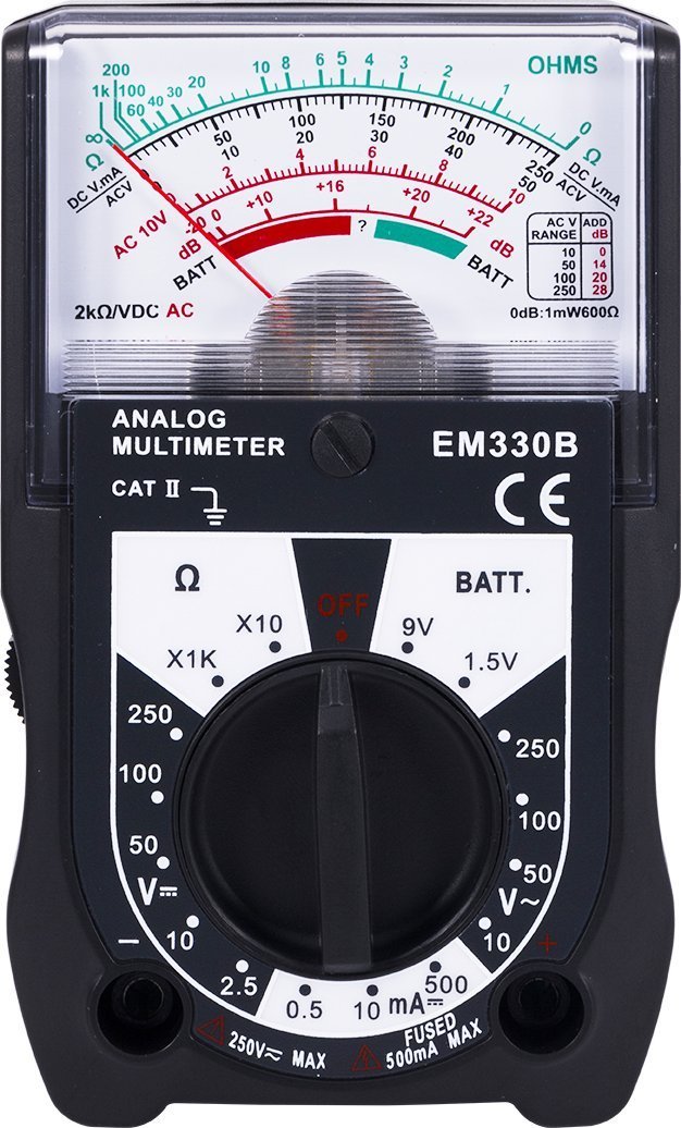 Power Gear Multimeter, 14 Range, Battery Tester, 250V, Analog, Measures Voltage (AC, DC) and Resistance, 6-Function Non-Recording, Black - LeoForward Australia