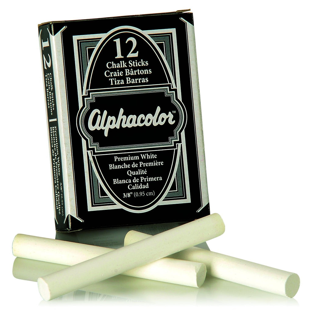  [AUSTRALIA] - Quartet Alpha Non-Toxic Low Dust Chalk, 3/8" Inch Diameter, White, 12 Sticks per Pack (314005) 3/8" White - 12