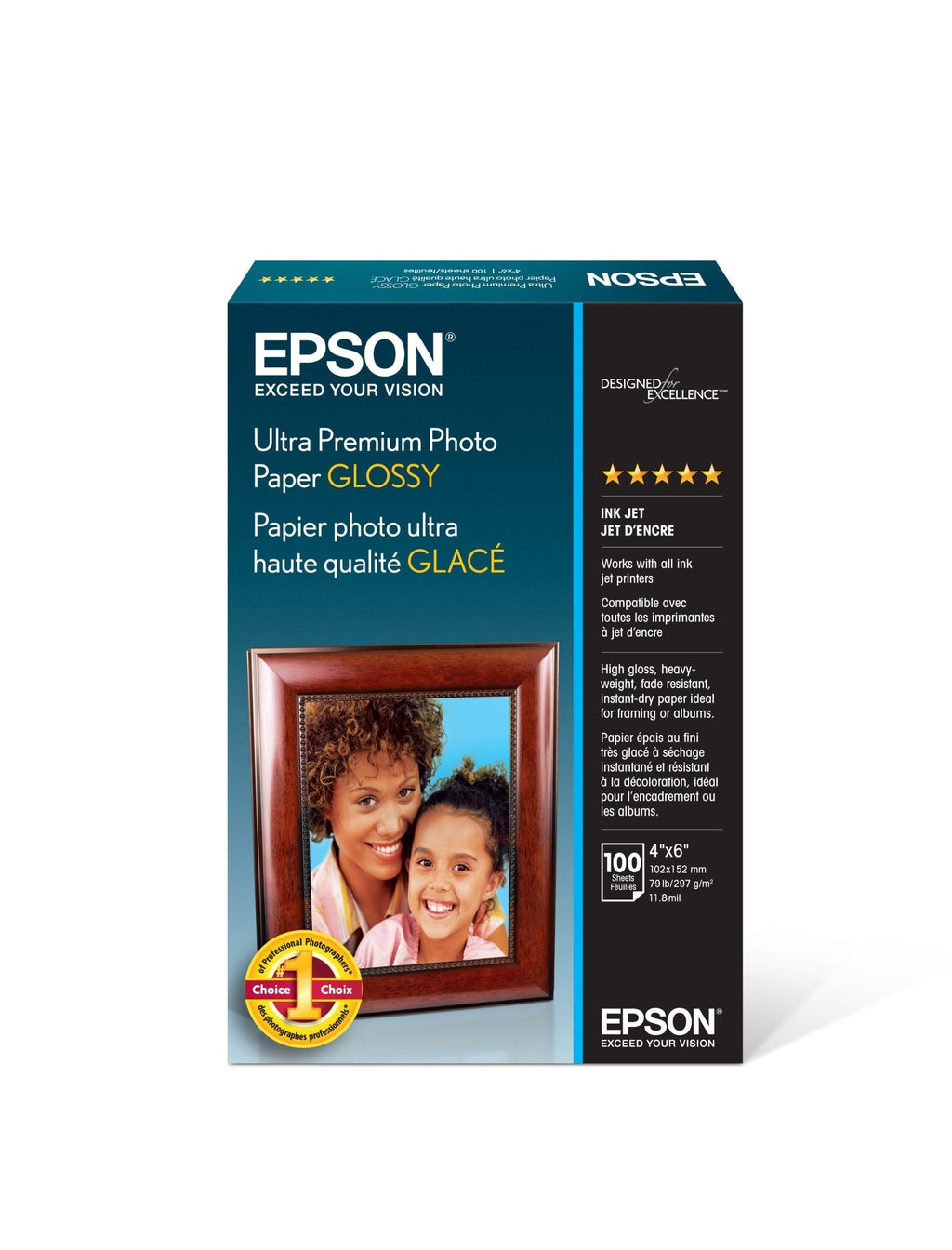 Epson Ultra Premium Photo Paper Glossy - S042174, 4" x 6" (100 sheets),White Single - LeoForward Australia