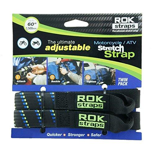  [AUSTRALIA] - ROK Straps 18 to 60" Adjustable - Motorbike Black/Blue - Twin Pack