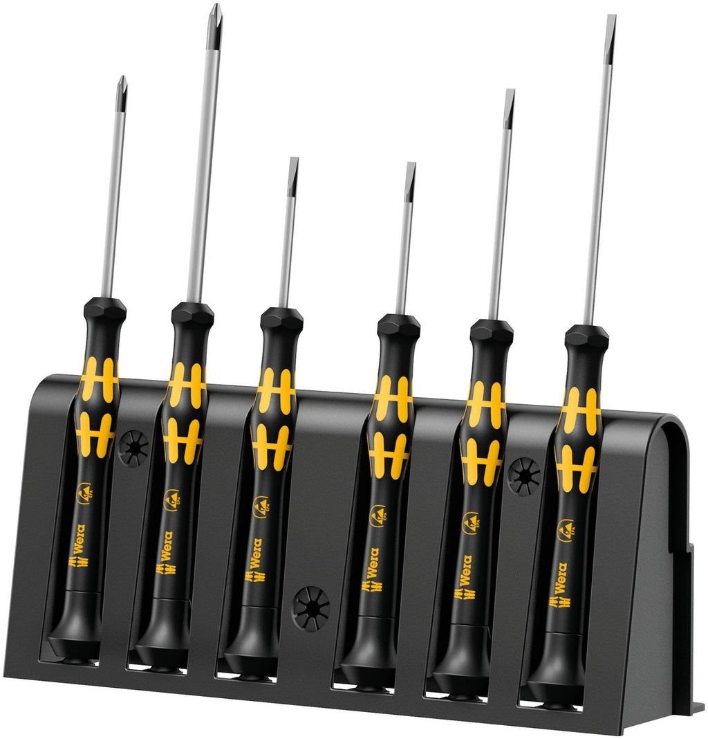  [AUSTRALIA] - Wera 1578 A/6 Electronics Screwdriver Set and Rack, 6-Piece Set