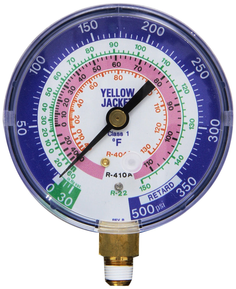  [AUSTRALIA] - Yellow Jacket 49138 3-1/8" Blue Compound, 30", 0-350 psi, R-22/404A/410A Gauge Degrees F