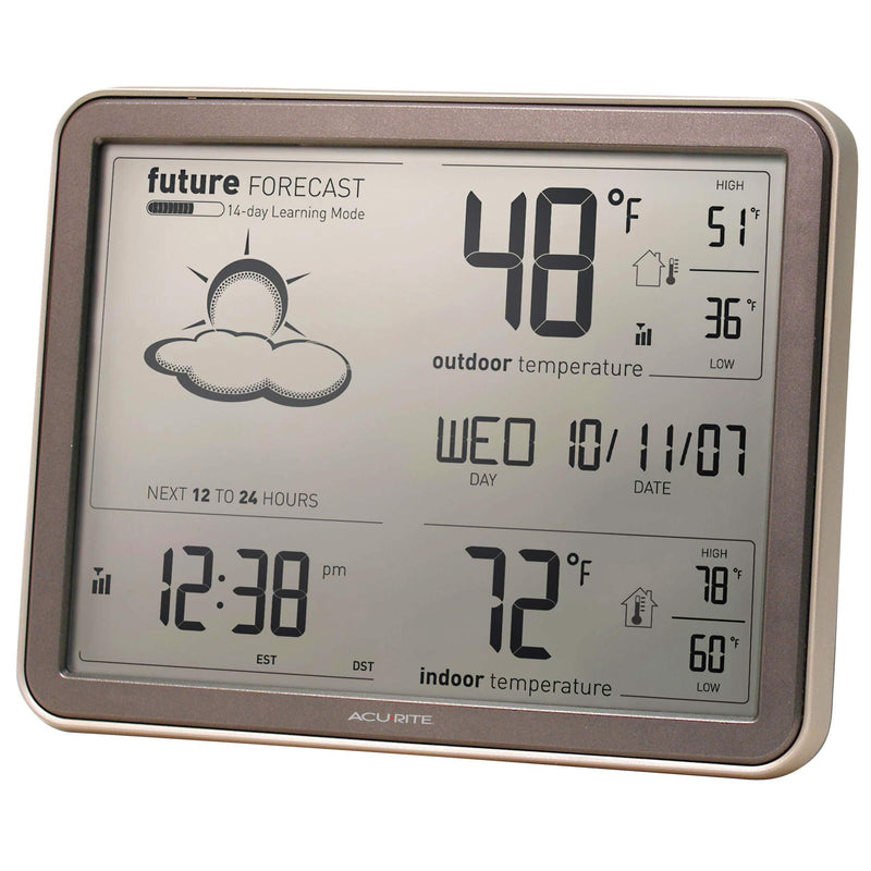  [AUSTRALIA] - AcuRite 75077A3M Self-Learning Forecast Wireless Weather Station with Large Display and Atomic Clock, Brown, Rose Gold Monochrome Display