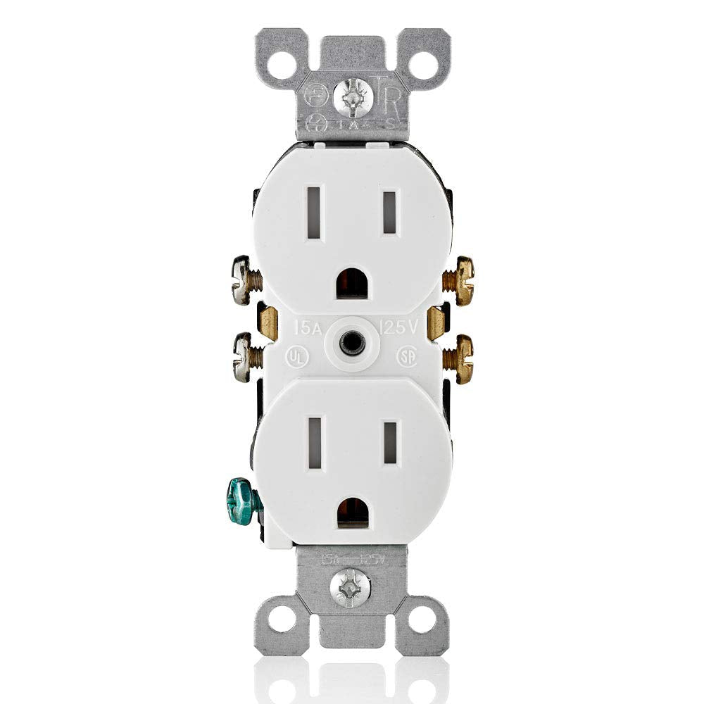  [AUSTRALIA] - Leviton T5320-W Straight Blade Tamper Resistant Duplex Receptacle, 125 V, 15 A, 2 Pole, 3 Wire, 1 Pack, White