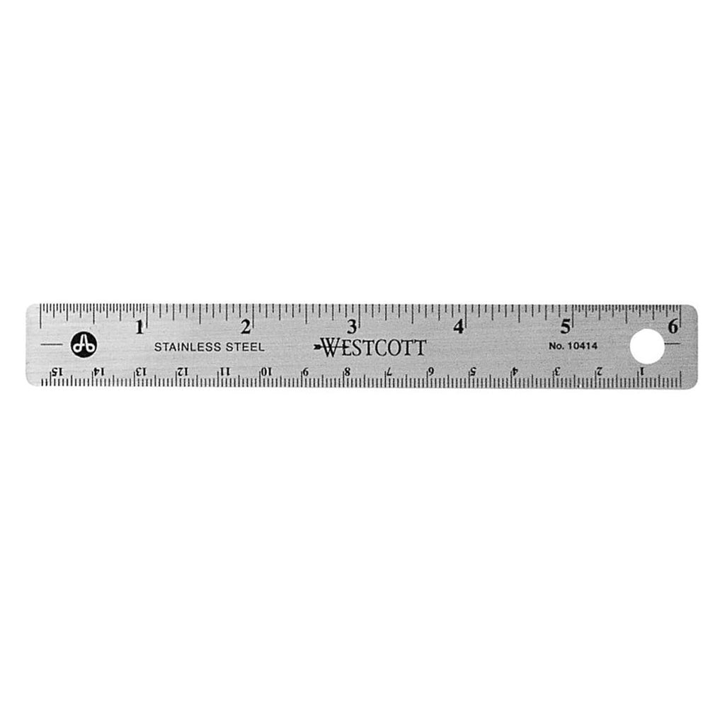  [AUSTRALIA] - Westcott Stainless Steel Office Ruler with Non Slip Cork Base, 6-Inch (10414) 6 Inches