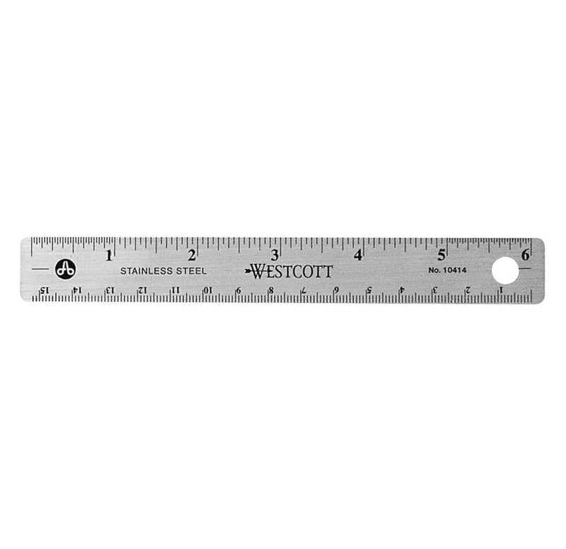  [AUSTRALIA] - Westcott Stainless Steel Office Ruler with Non Slip Cork Base, 6-Inch (10414) 6 Inches