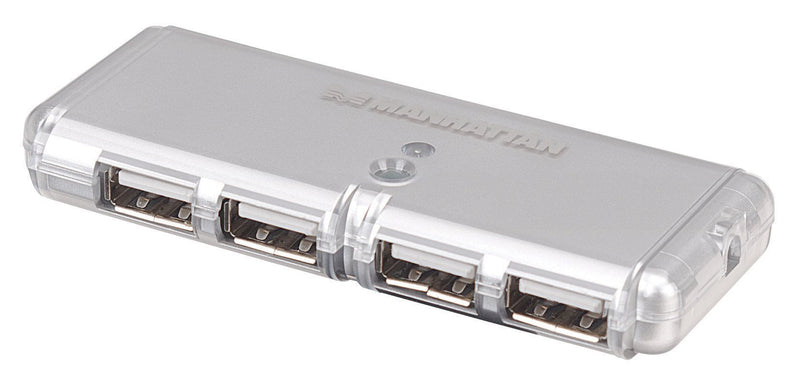 Manhattan 4-Port Hi-Speed USB Pocket Hub - Silver (160599) - LeoForward Australia