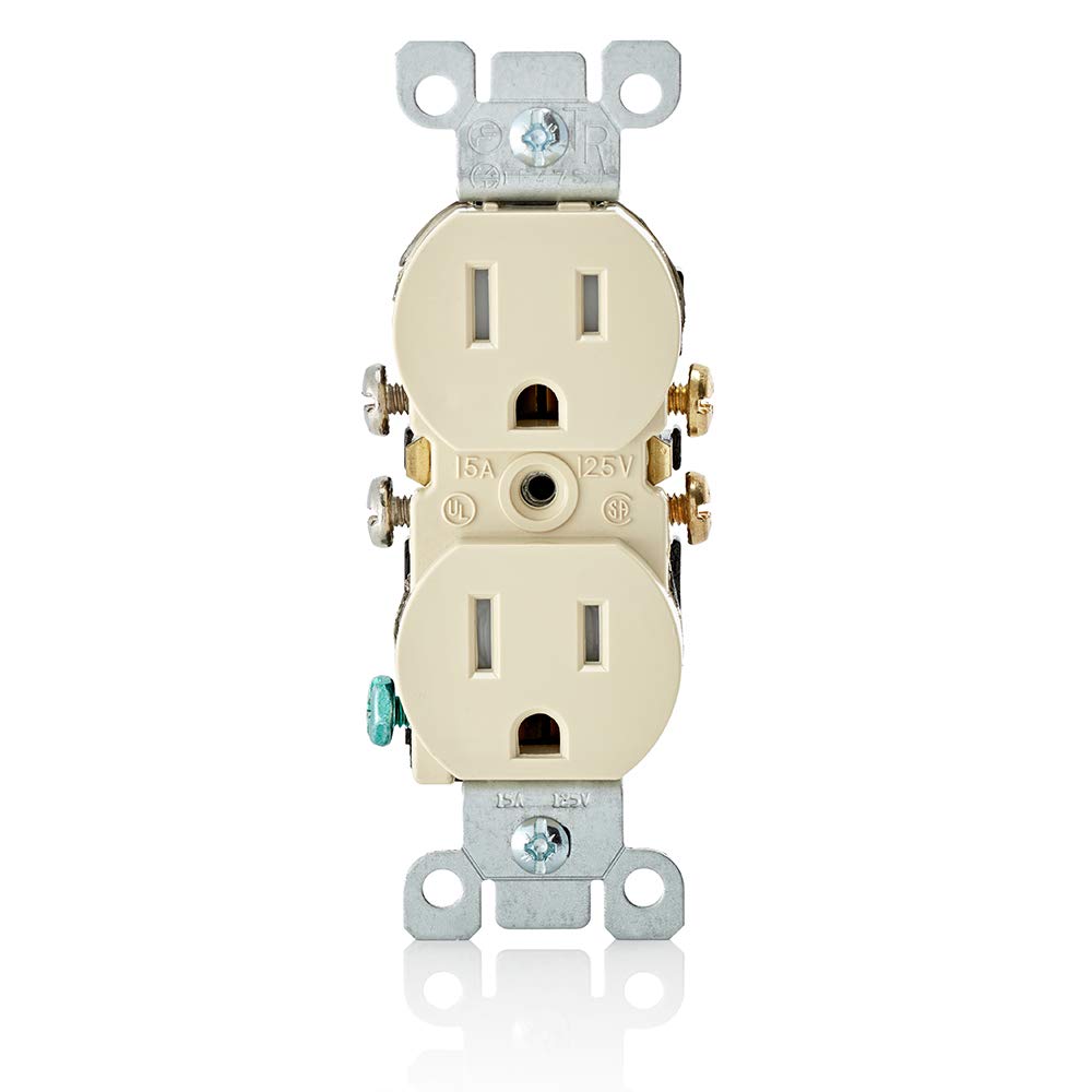  [AUSTRALIA] - Leviton T5320-I Straight Blade Tamper Resistant Duplex Receptacle, 125 V, 15 A, 2 Pole, 3 Wire, 1 Pack, Ivory