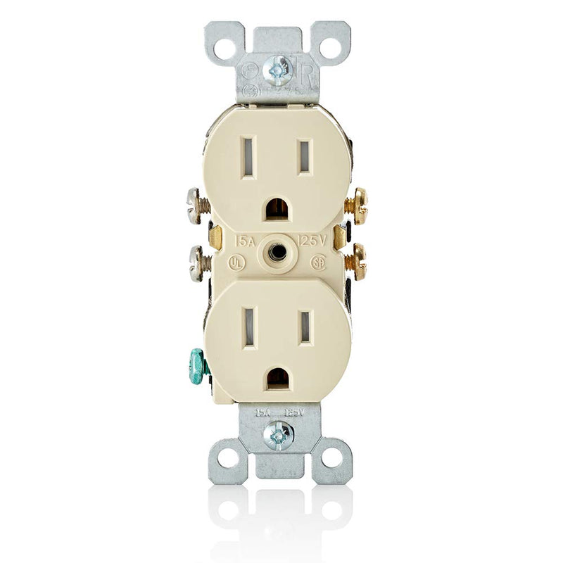  [AUSTRALIA] - Leviton T5320-I Straight Blade Tamper Resistant Duplex Receptacle, 125 V, 15 A, 2 Pole, 3 Wire, 1 Pack, Ivory