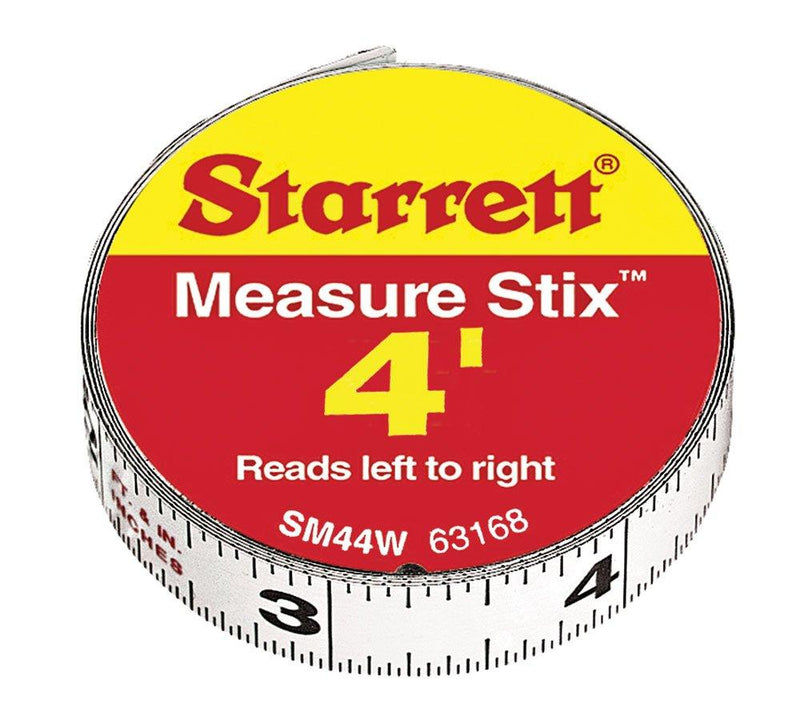 Starrett 63168 SM44W Steel Tape Measure with Adhesive Back, 1/2-Inch x 4' 1/2" x 4' English (Left-to-Right) - LeoForward Australia