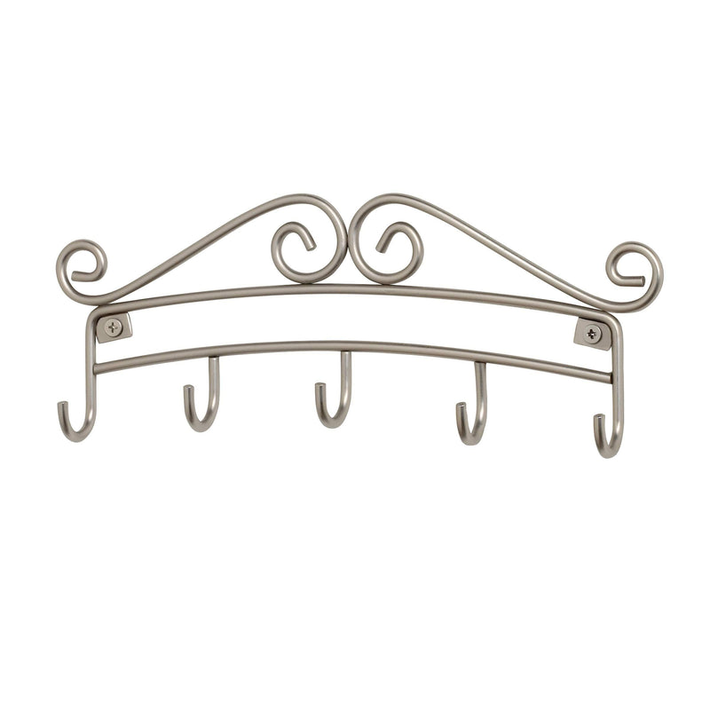 Spectrum Diversified Scroll 5-Hook Rack Traditional Entryway Organizer & Wall Décor, Wall-Mounted Key Holder & Organizer for Hanging Car & House Keychains, Satin Nickel - LeoForward Australia