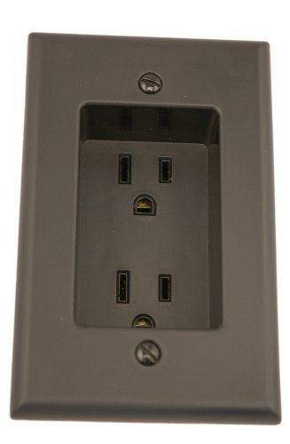  [AUSTRALIA] - Leviton 689-E 15 Amp 1-Gang Recessed Duplex Receptacle, Residential Grade, with Screws Mounted to Housing, Black 1 Pack