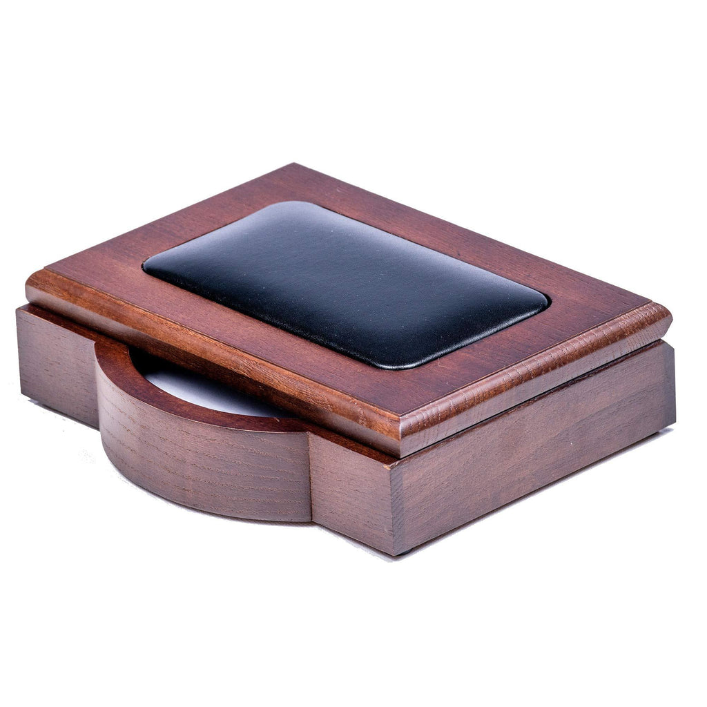 Dacasso A8409 4 x 6 Desktop Memo Holder, Wood & Leather, Walnut - LeoForward Australia