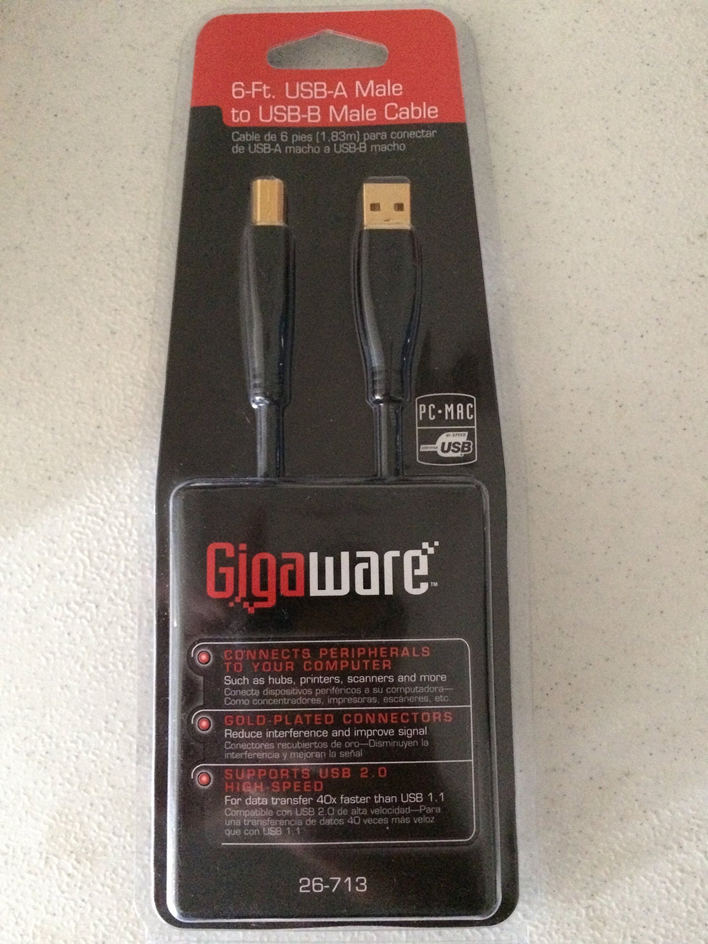 Giga Ware 26-713 6-Ft USB A Male To USB-B Male Cable - LeoForward Australia