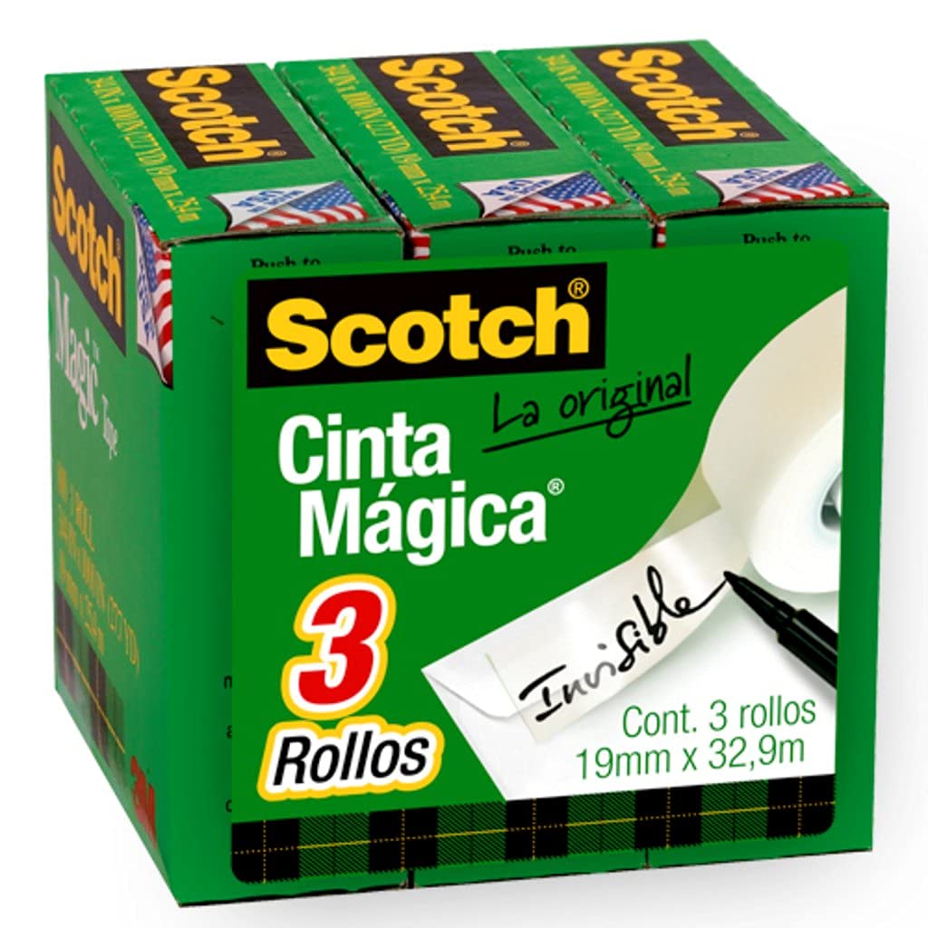  [AUSTRALIA] - Scotch Magic Tape, 3 Rolls, Numerous Applications, Invisible, Engineered for Repairing, 3/4 x 1296 Inches, Boxed (810-3PK) , White