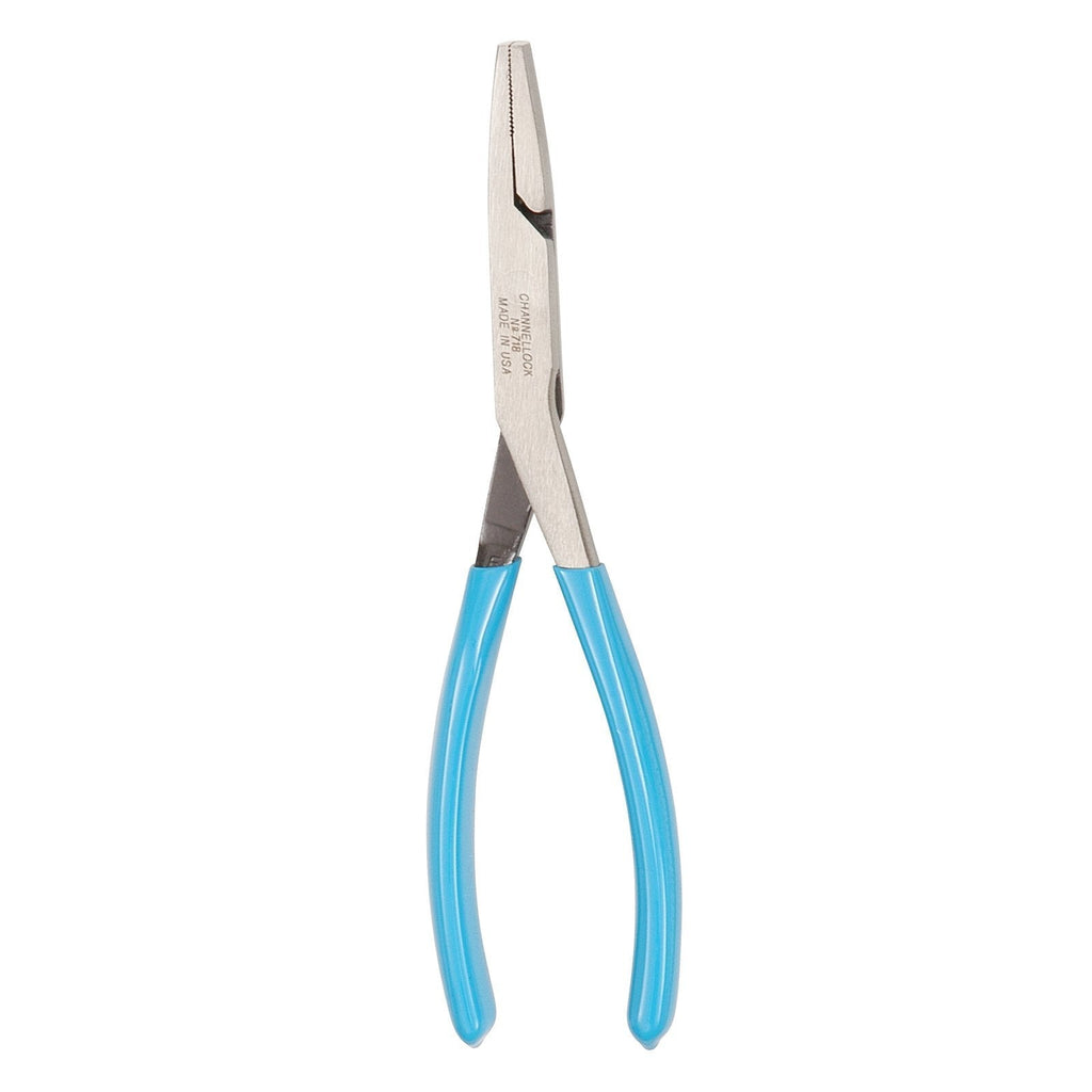  [AUSTRALIA] - Channellock 718 8-Inch Flat Nose Pliers | Duckbill Jaw Pliers with Extra Long Nose and Crosshatch Teeth Pattern Designed for Hard-to-Reach Places | Forged of High Carbon Steel | Made in the USA