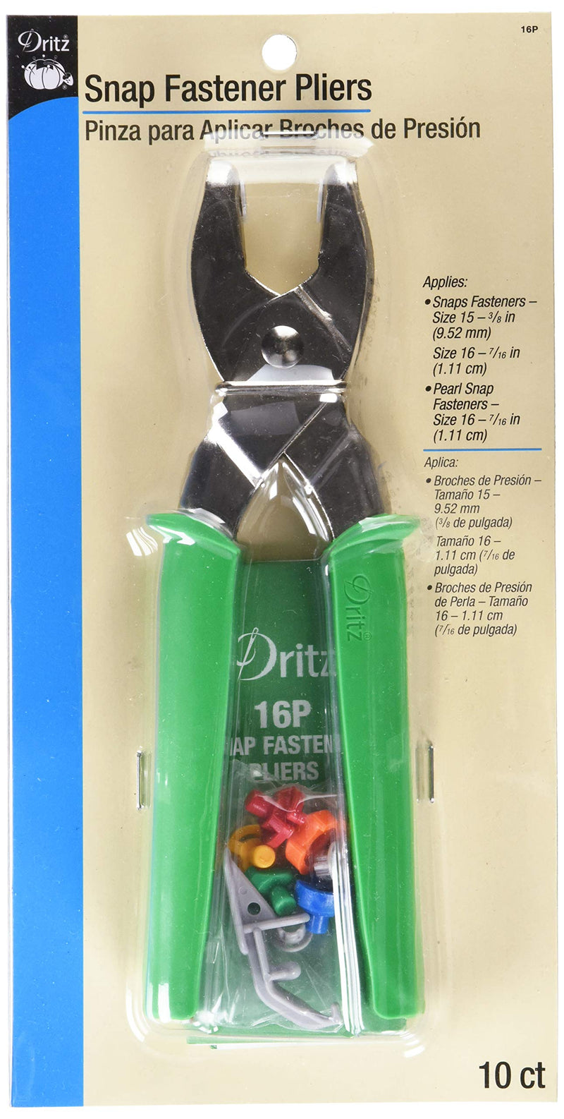  [AUSTRALIA] - Dritz 16P Snap Fastener Pliers, Size 15 (3/8-Inch) & Size 16 (7/16-Inch), Metal Size 15 (3/8-Inch) & Size 16 (7/16-Inch)