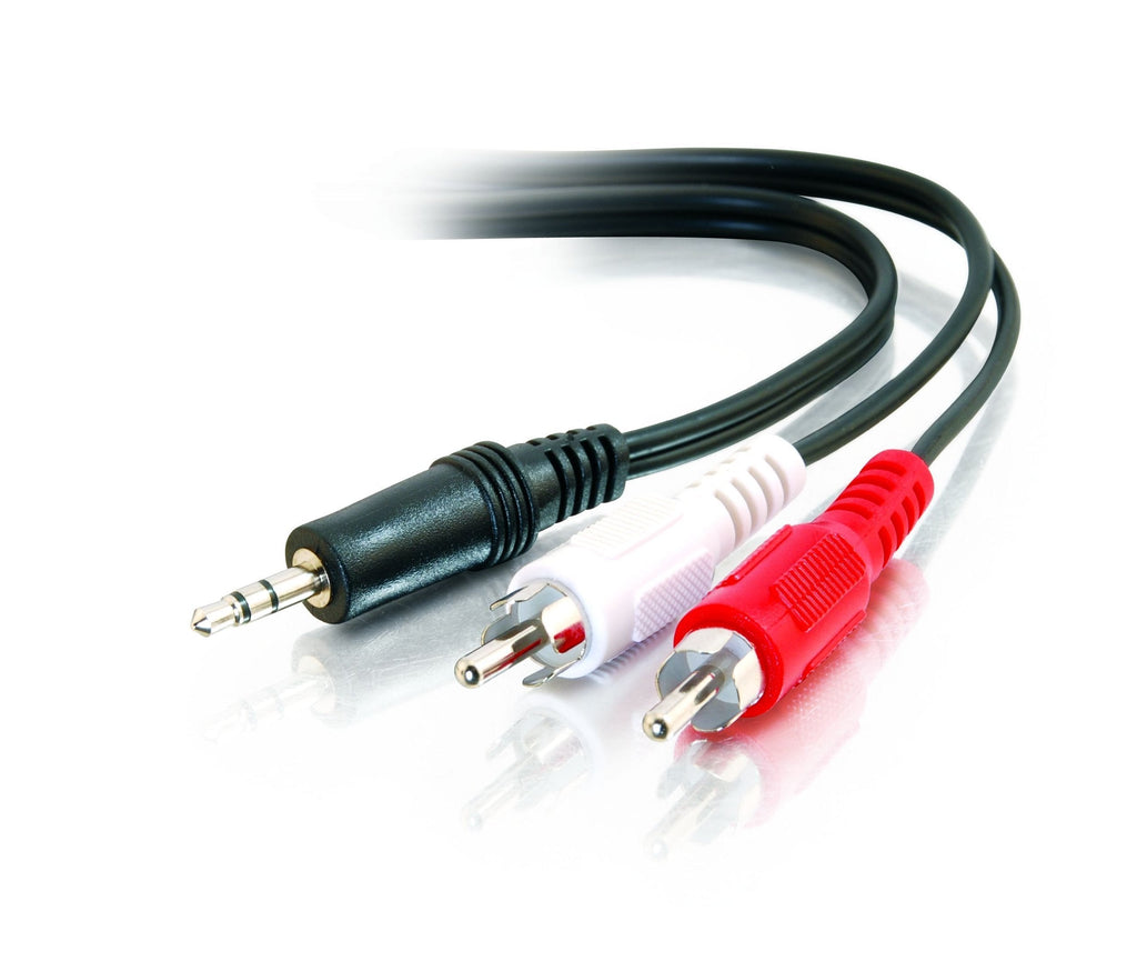 C2G 40421 Value Series One 3.5mm Stereo Male to Two RCA Stereo Male Y-Cable (6 Inches) Black Male Stereo to RCA Male 6-Inch - LeoForward Australia