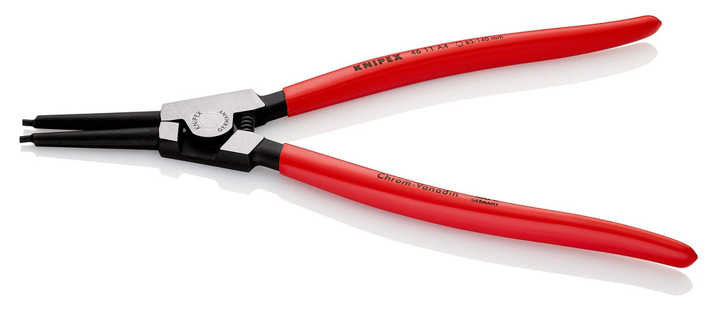 KNIPEX Tools - Circlip Pliers, External, Straight, 3 11/32"-5 1/2" Shaft Dia. (4611A4), 12.75 , Black - LeoForward Australia