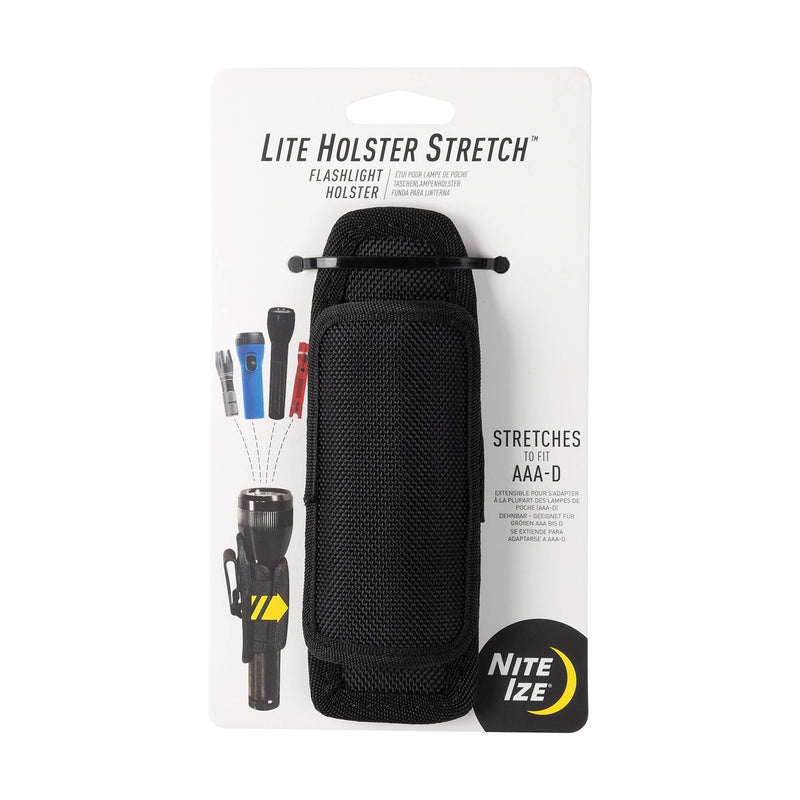 Nite Ize Lite Holster Stretch, Expandable, Secure Flashlight Holder With Belt Clip, Universal Sizing,N00874-BRK,Black Black - LeoForward Australia