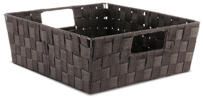  [AUSTRALIA] - Whitmor Espresso Woven Strap Shelf Storage Tote Basket