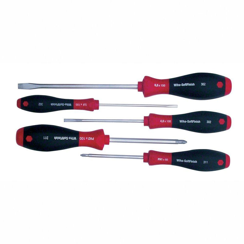  [AUSTRALIA] - Wiha 30295 Screwdriver Set, Slotted and Phillips, 5 Piece