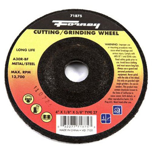  [AUSTRALIA] - Forney 71875 Grinding Wheel with 5/8-Inch Arbor, Metal Type 27, A30R-BF, 4-Inch-by-1/8-Inch
