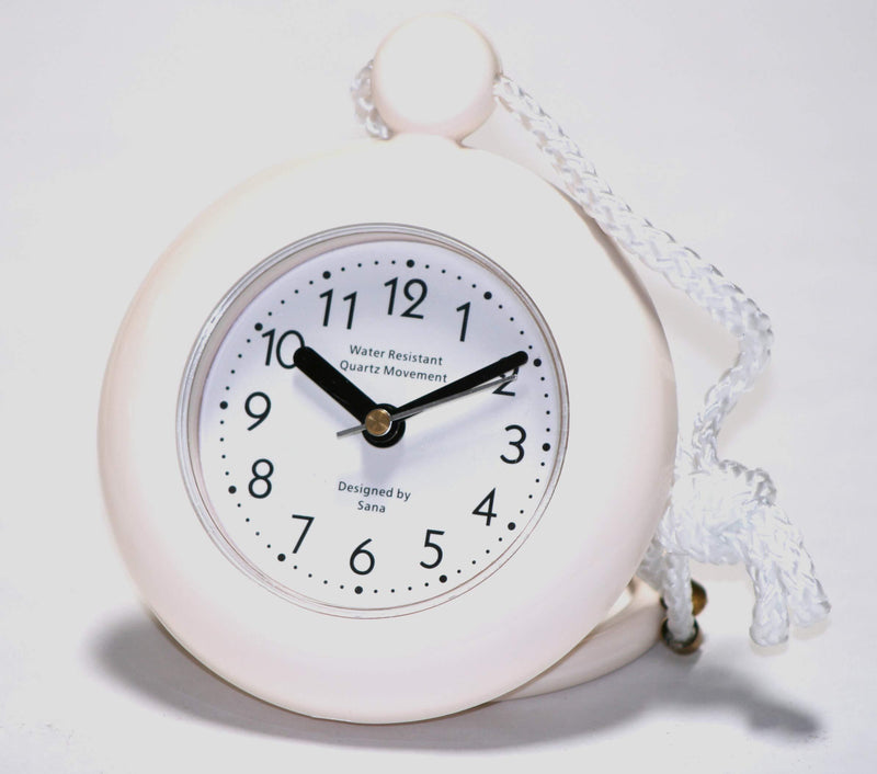  [AUSTRALIA] - Our White Bathroom Shower Rope Clock with a Clear Easy to Read Clock face is Water-Resistant and Engineered with a Superior Quartz Movement and Turning Second Hand for Accurate timekeeping