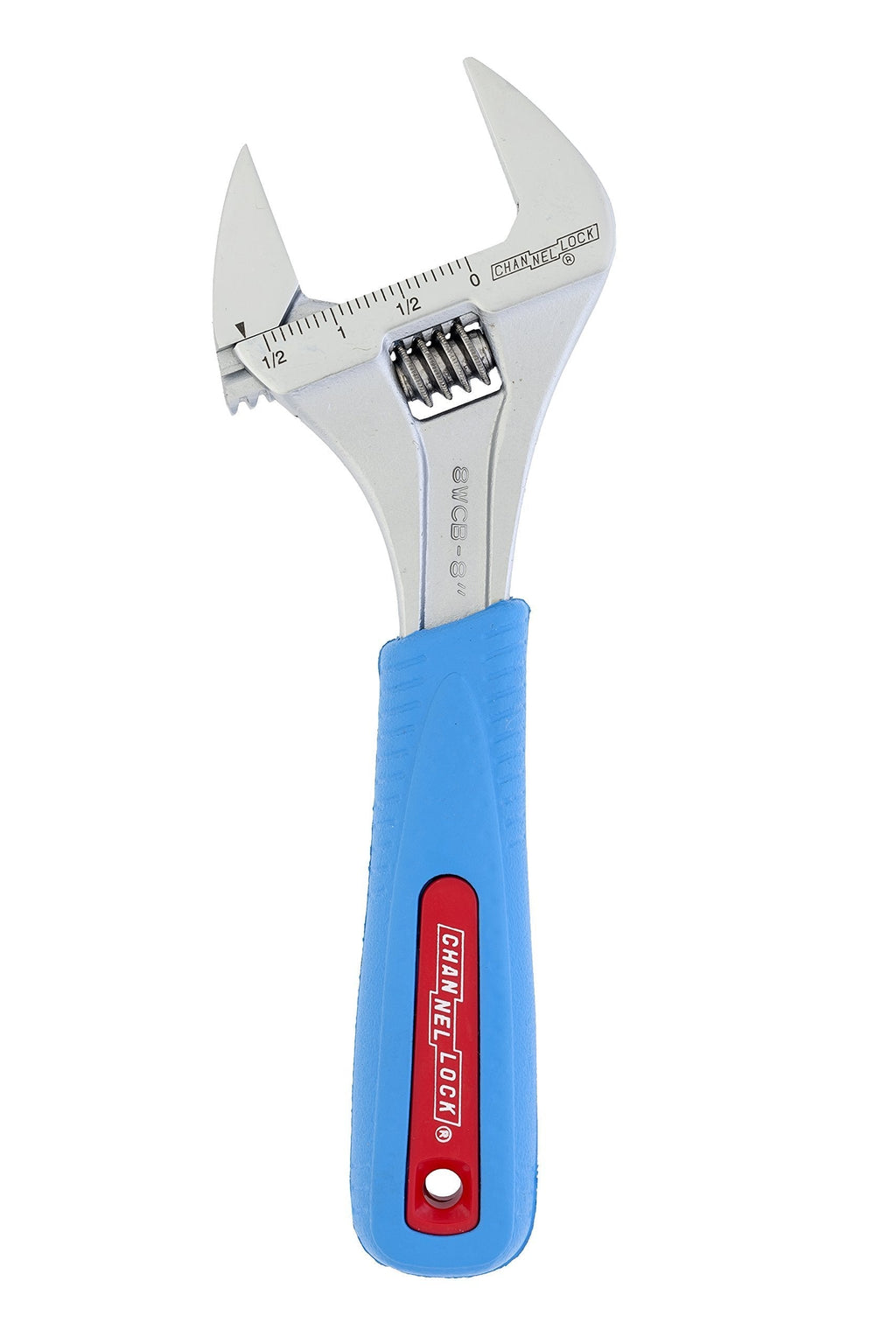  [AUSTRALIA] - Channellock 8WCB 8-Inch WideAzz Adjustable Wrench | 1.5-Inch Wide Jaw Opening | Precise Jaw Design Grips Tight - Even in Tight Spaces | Measurement Scales Engraved on the Tool for Easy Sizing of Diameters | CODE BLUE Comfort Grip