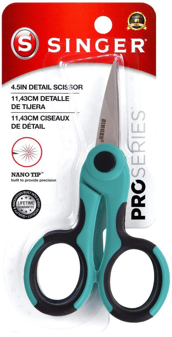 SINGER 00557 4-1/2-Inch ProSeries Detail Scissors with Nano Tip, Teal - LeoForward Australia