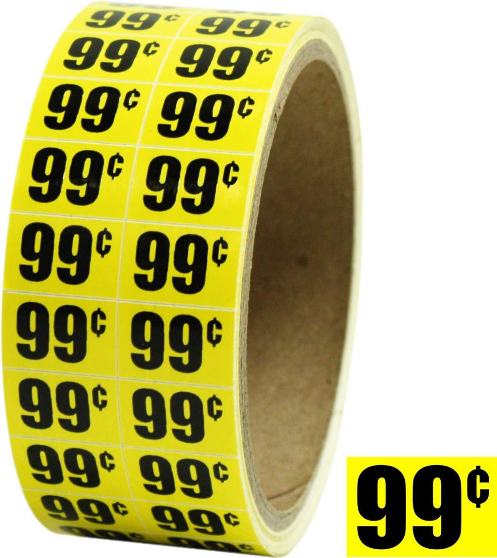 99 In-Store Use Day-Glo Yellow Display Labels 3/4" x 1/2" - 1 Roll, 1000 Labels #MSLW3400 (Retail Price Stickers) - LeoForward Australia
